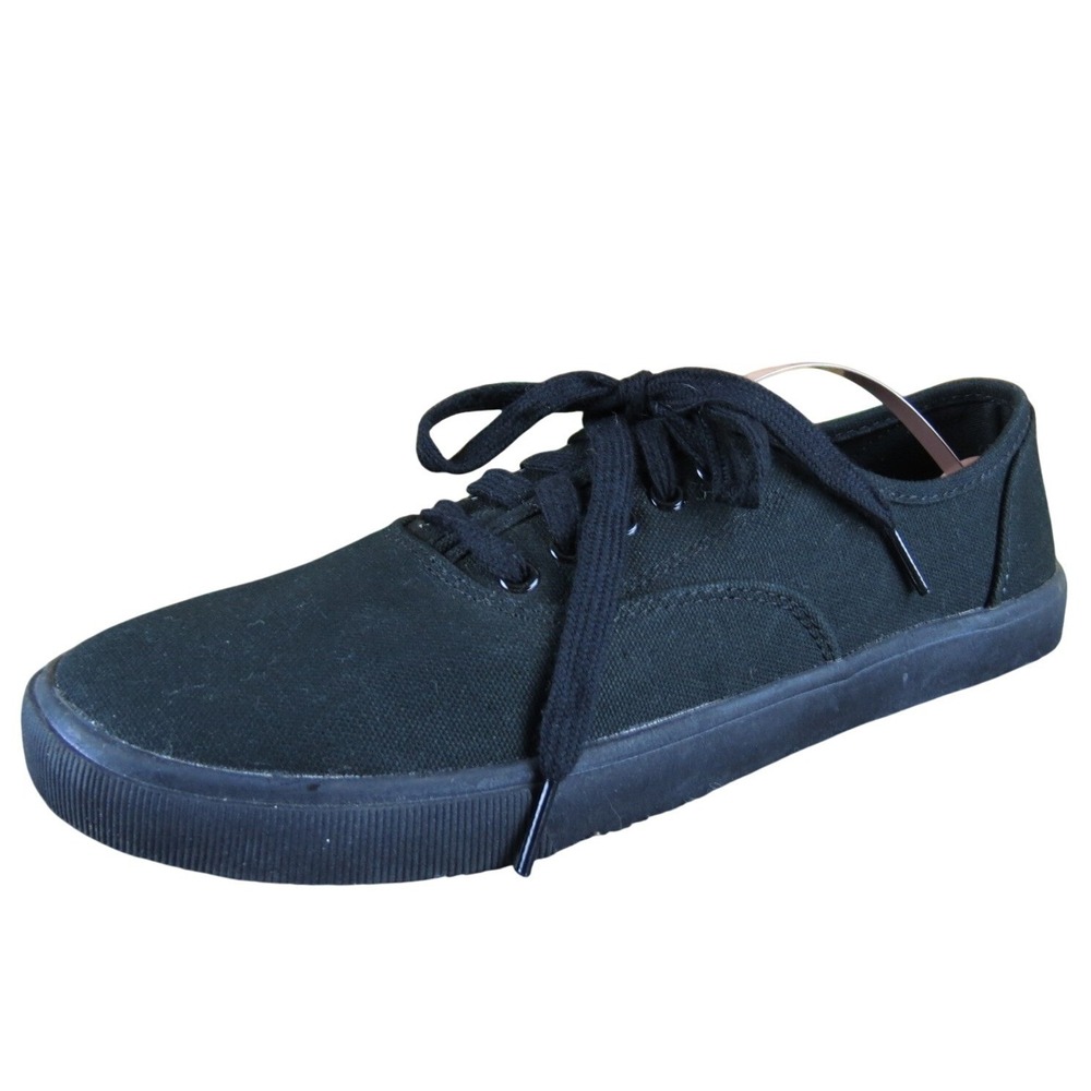 Time & Tru Women Black Canvas Sneakers Size 10 Lace-Up Casual Walking Comfort